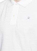 Detail View -Click To Enlarge 'Kolby Face' emoji patch cotton polo shirt