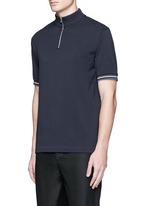 Front View -Click To Enlarge 'Keller' mock turtleneck cotton polo shirt
