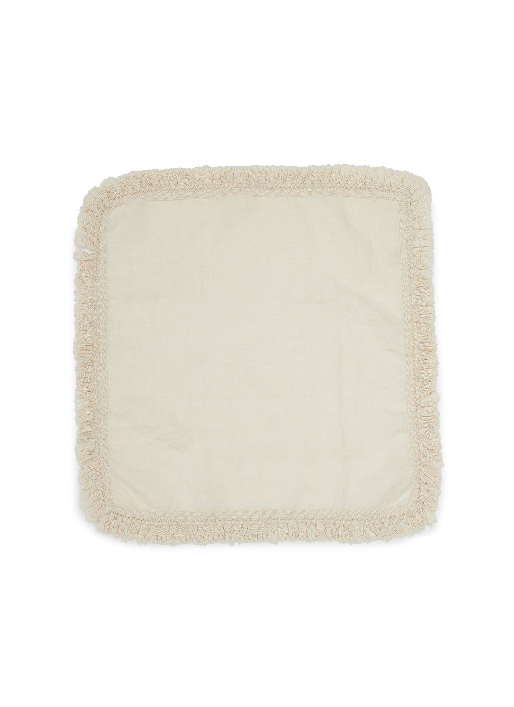Short Fringe Linen Napkin - Cream