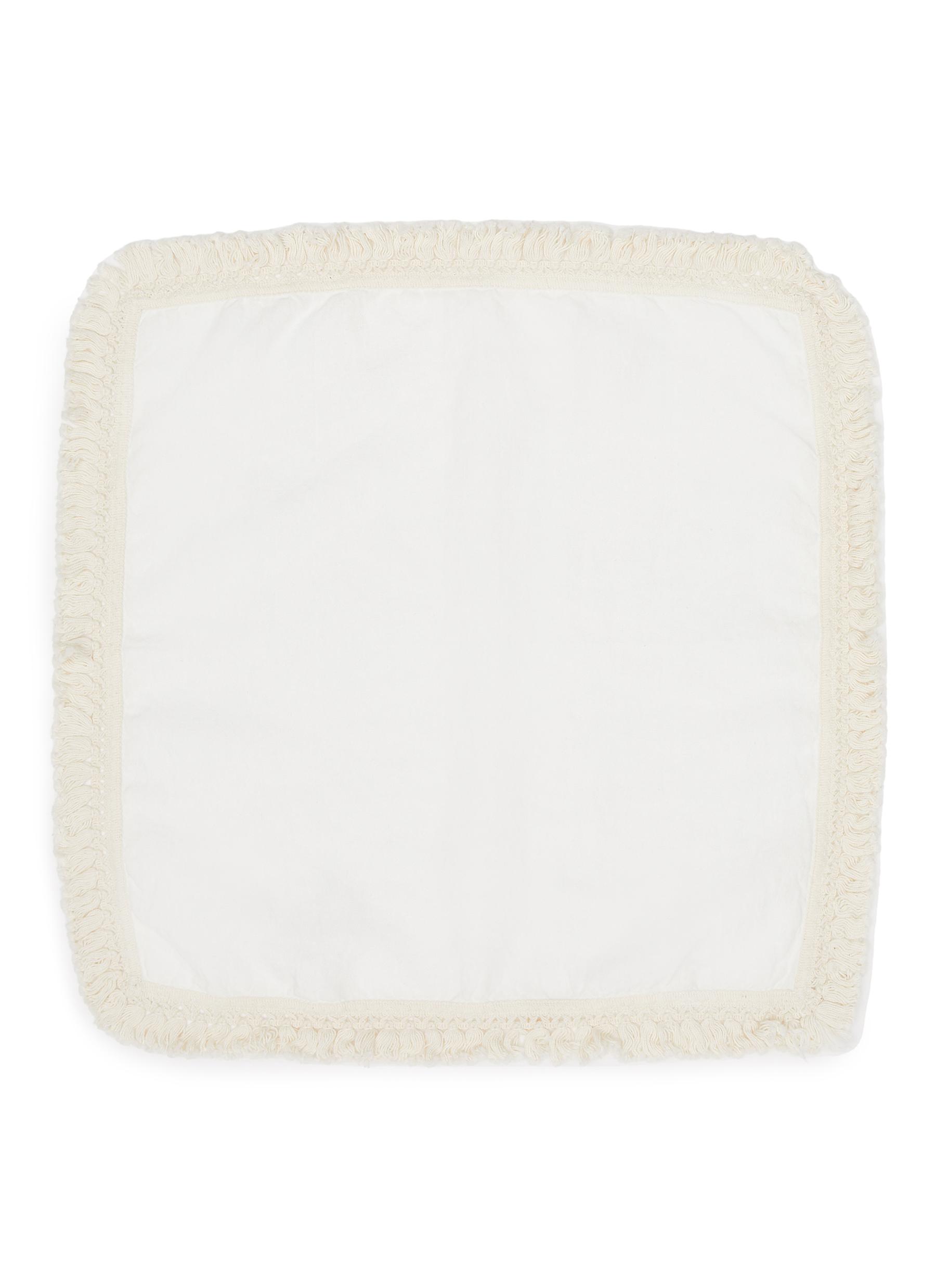 Short Fringe Linen Napkin - White