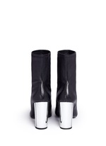 Back View -Click To Enlarge 'Zloty' metallic heel leather mid calf boots