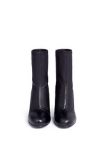 Front View -Click To Enlarge 'Zloty' metallic heel leather mid calf boots