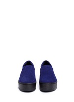 Front View -Click To Enlarge 'Cici' suede flatform skate slip-ons