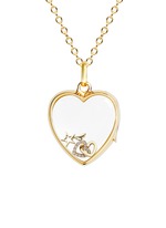 Figure View -Click To Enlarge 18k yellow gold diamond linked hearts charm - Always Together