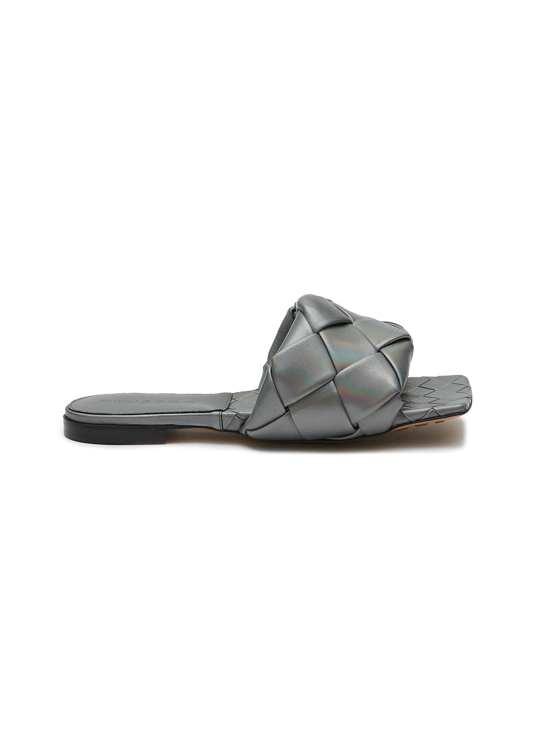 â€˜Lido’ intreccio laser leather flat sandals