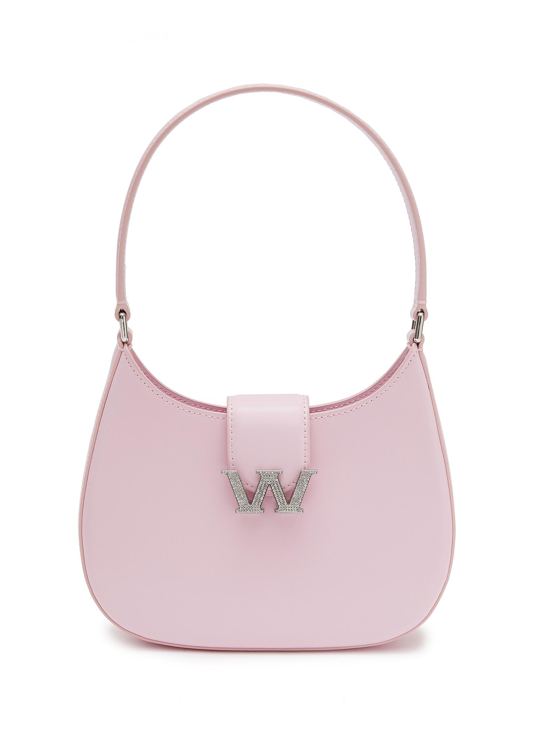 W LEGACY' CRYSTAL EMBELLISHED LOGO SMALL LEATHER HOBO BAG