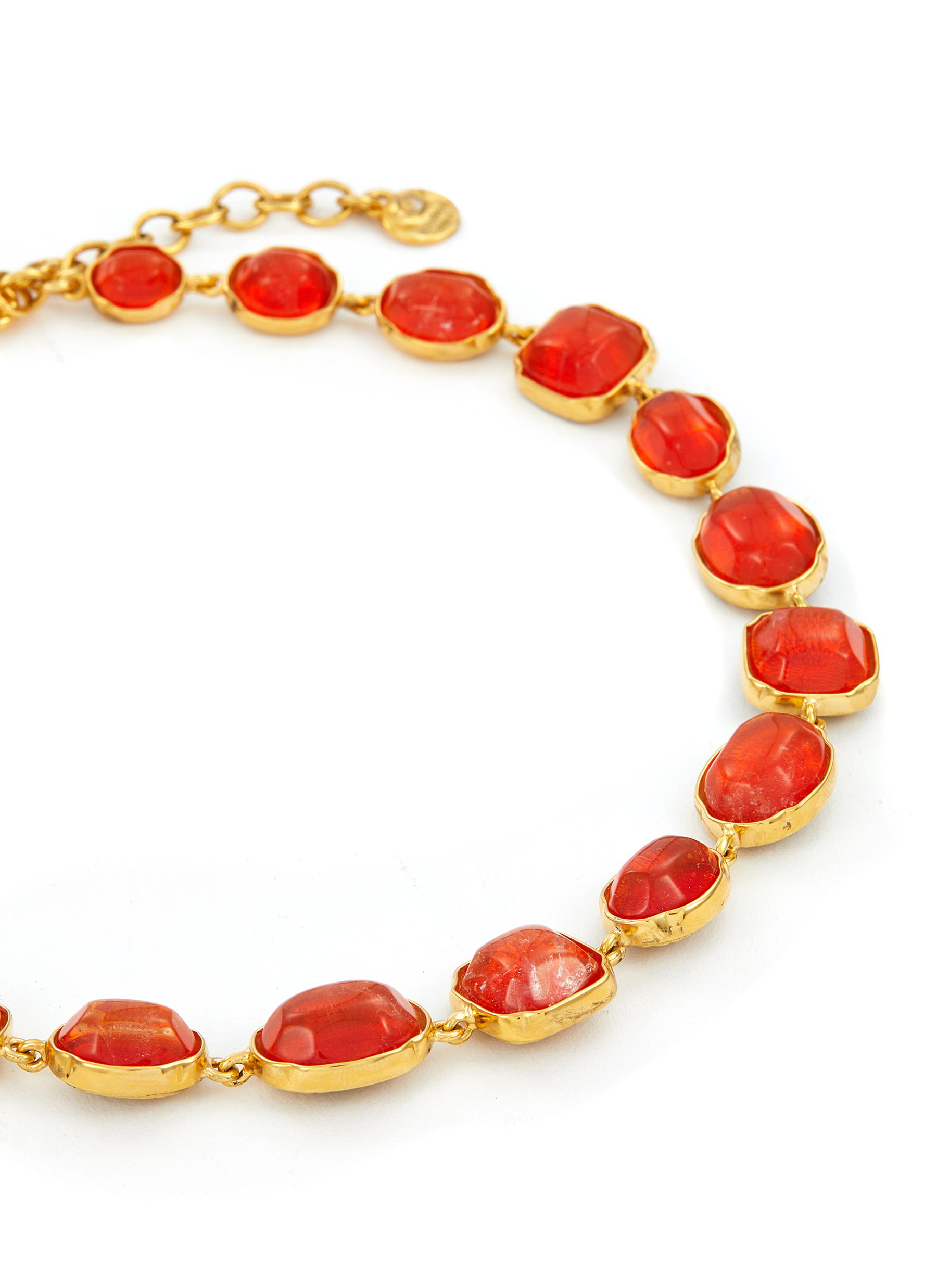 ‘CABOCHONS’ 24K GOLD PLATED CRYSTAL SINGLE ROW NECKLACE