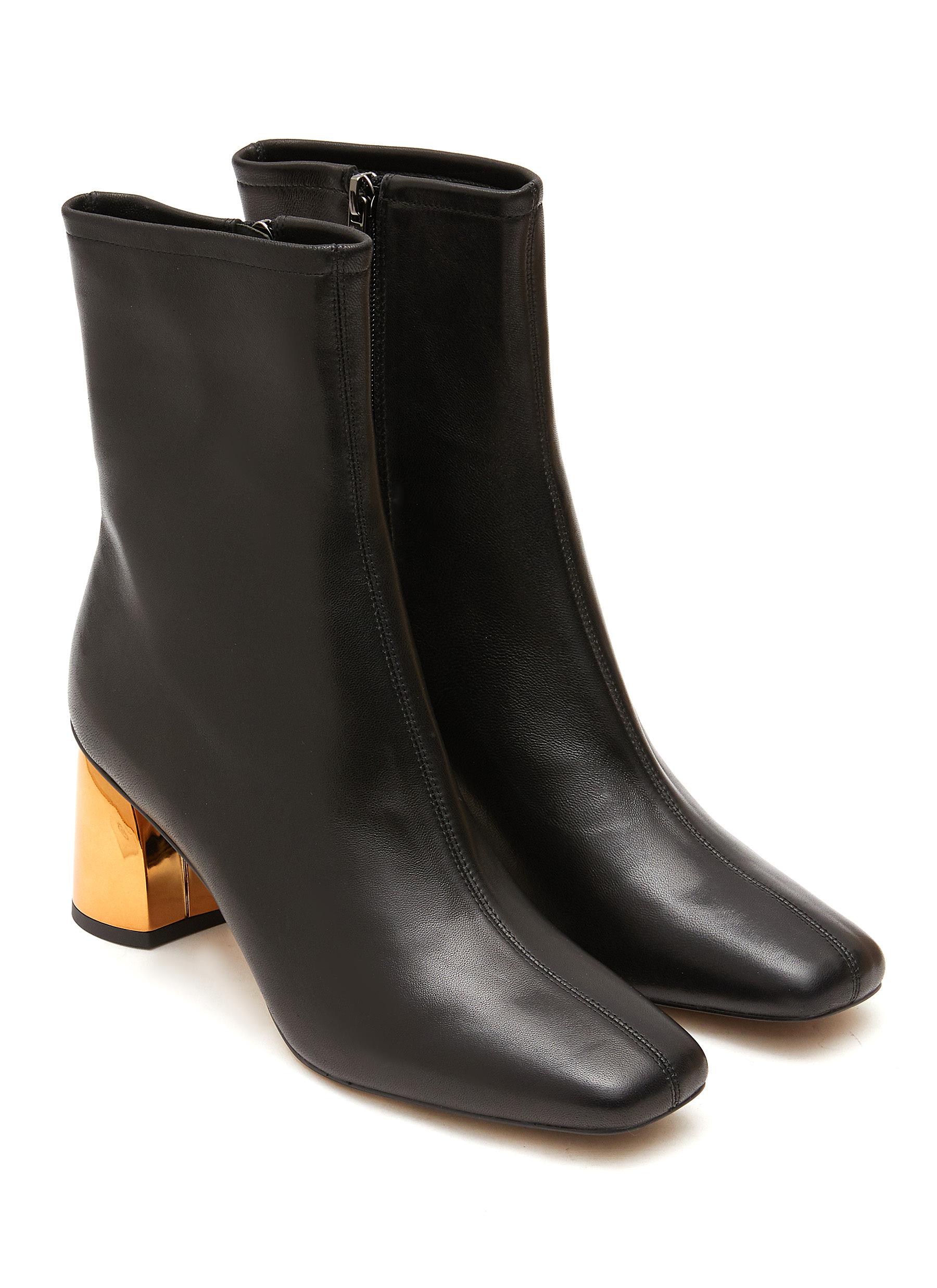 ‘SCARLET’ FLARED HEEL LEATHER ANKLE BOOTS