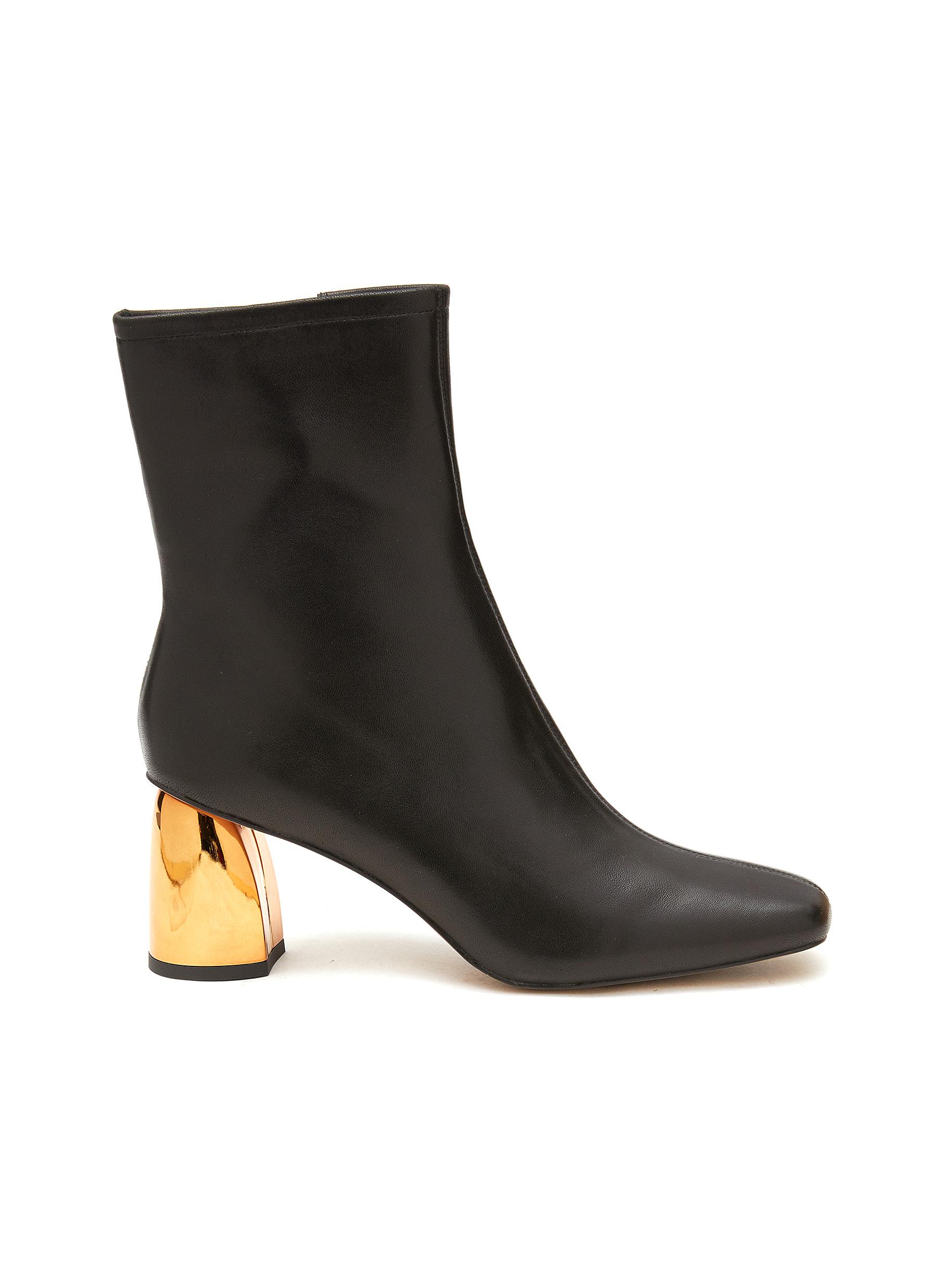 ‘scarlet Flared Heel Leather Ankle Boots 