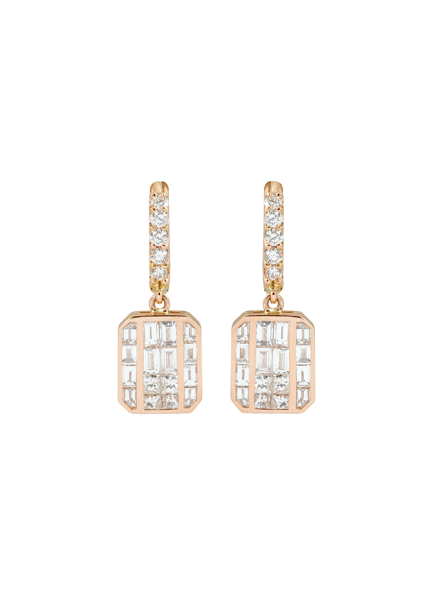 â€˜GeoArt’ Diamond 18K Rose Gold Drop Earrings