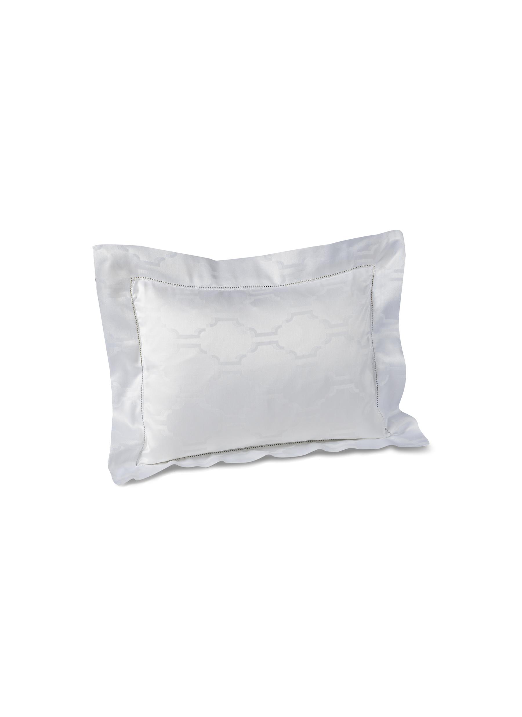 WALDORF COTTON SATEEN DECORATIVE BOUDOIR PILLOW — BIANCO