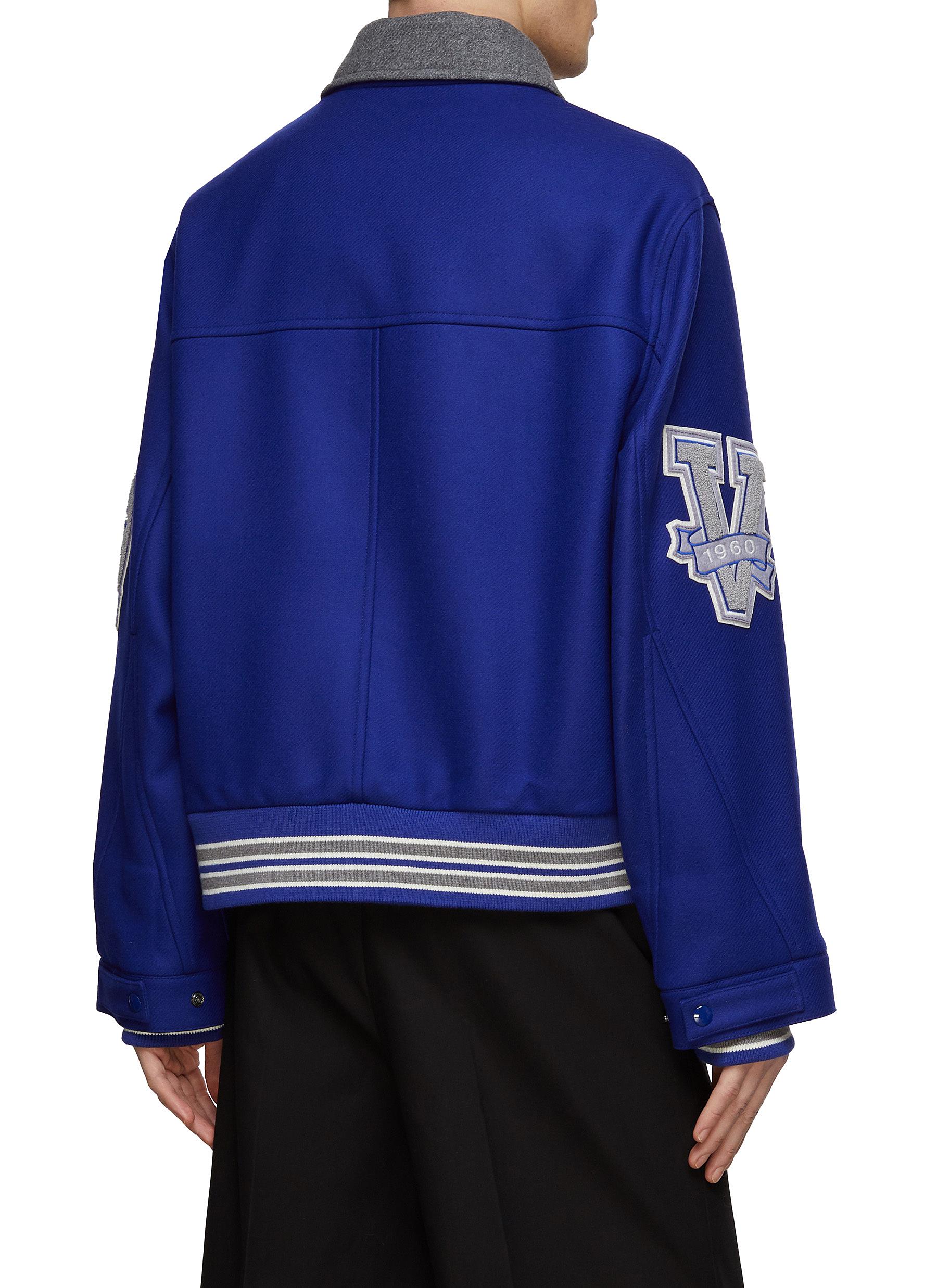 LOGO EMBROIDERY SNAP BUTTON CLOSURE WOOL BLEND VARSITY JACKET