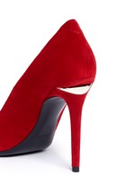 Detail View -Click To Enlarge 'Tia' cutout heel suede pumps