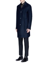 Front View -Click To Enlarge Piped sleeve balmacaan coat