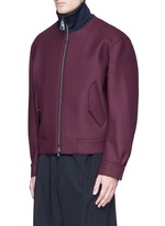 Front View -Click To Enlarge Jersey collar bonded wool bomber jacket