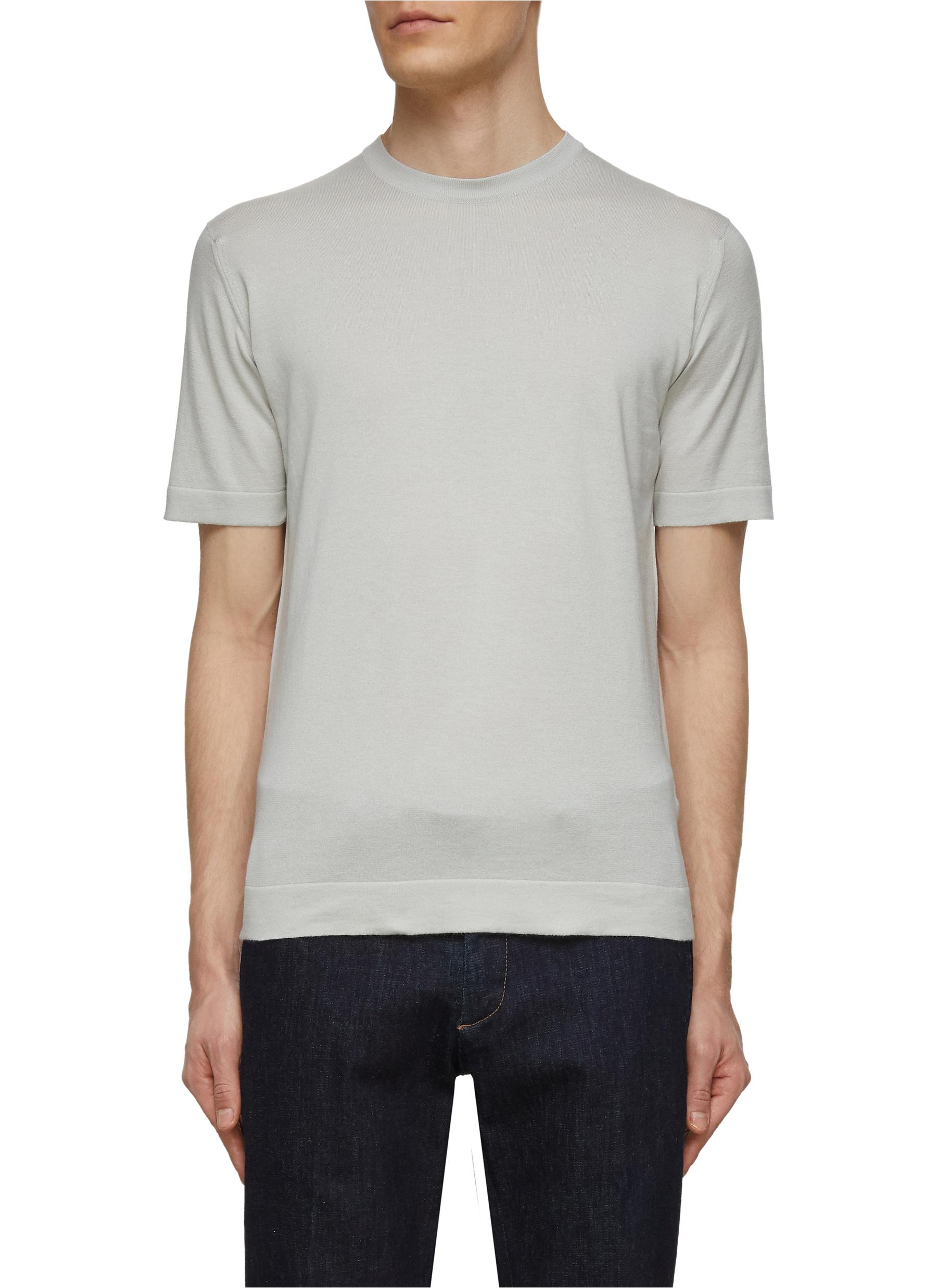 â€˜Lorca’ Crewneck Short Sleeve Sea Island Cotton Knit T-Shirt