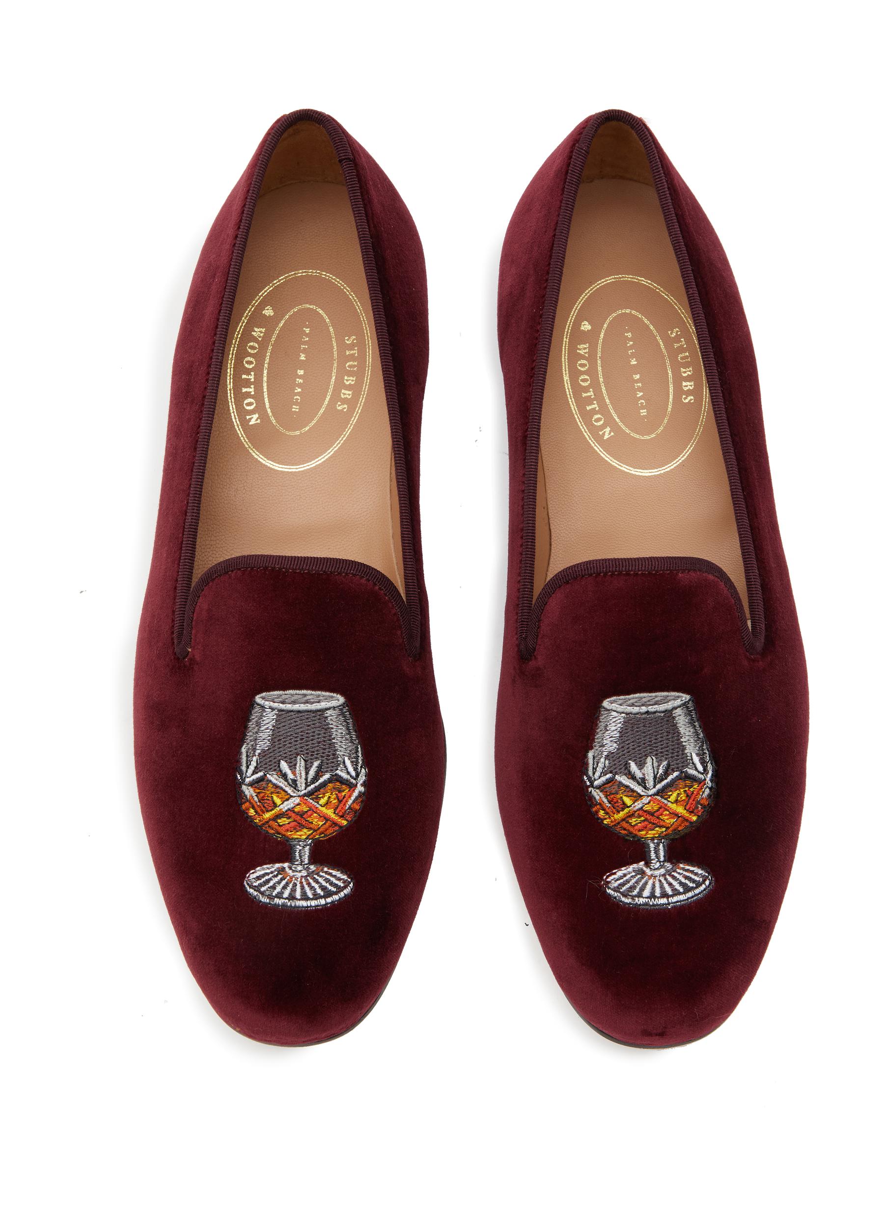 ‘BRANDY’ ALMOND TOE EMBROIDERED VELVET LOAFERS