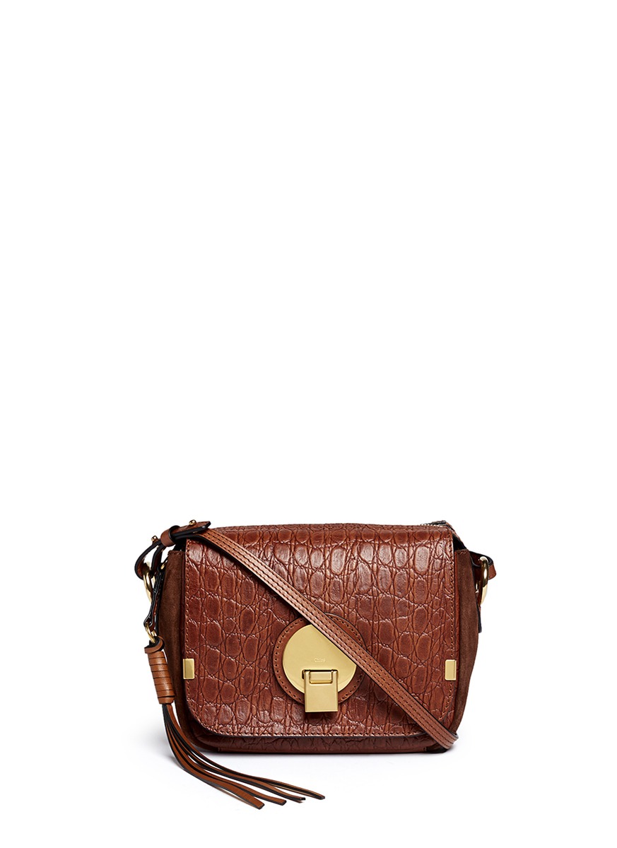 chloe leather bags - CHLO�� - 'Indy' croc embossed leather camera bag - on SALE | Brown ...