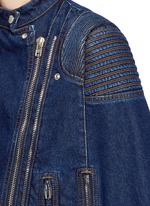 Detail View -Click To Enlarge Quilted shoulder denim cape jacket