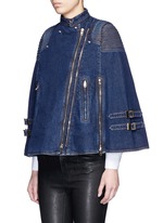 Front View -Click To Enlarge Quilted shoulder denim cape jacket