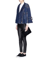 Figure View -Click To Enlarge Quilted shoulder denim cape jacket