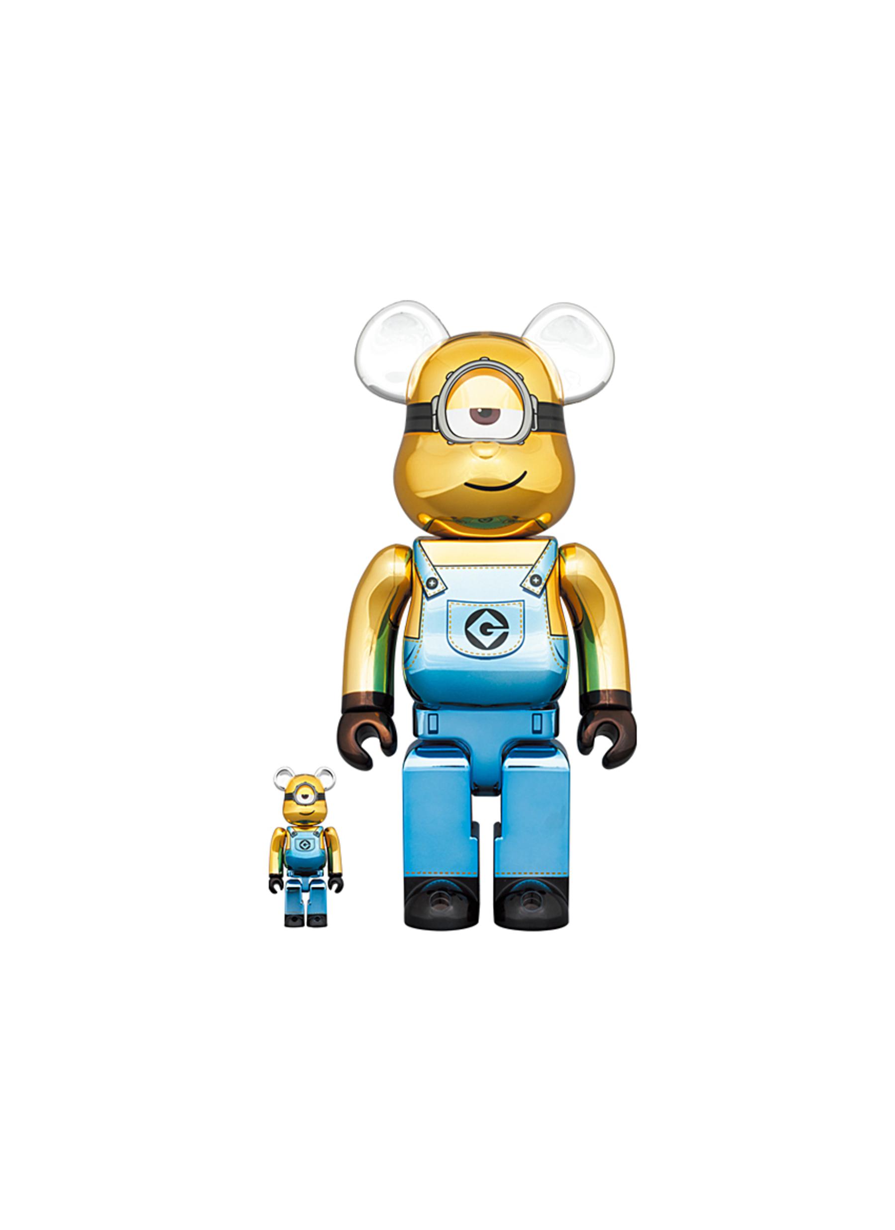 X DESPICABLE ME 3 'STUART' CHROME VERSION 400% & 100% BE@RBRICK SET