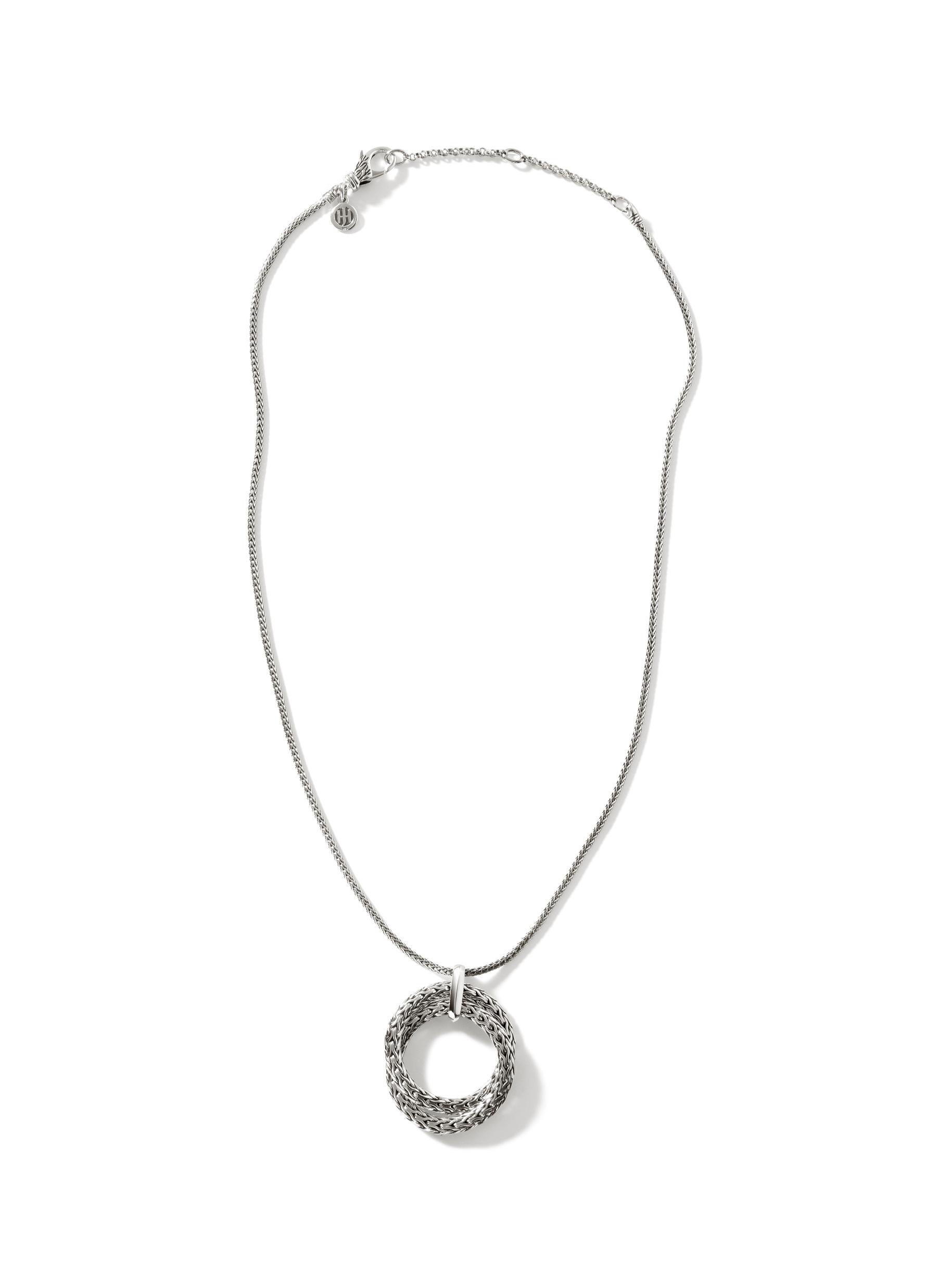 ‘CLASSIC CHAIN’ SILVER DOUBLE RING CHARM CHAIN NECKLACE