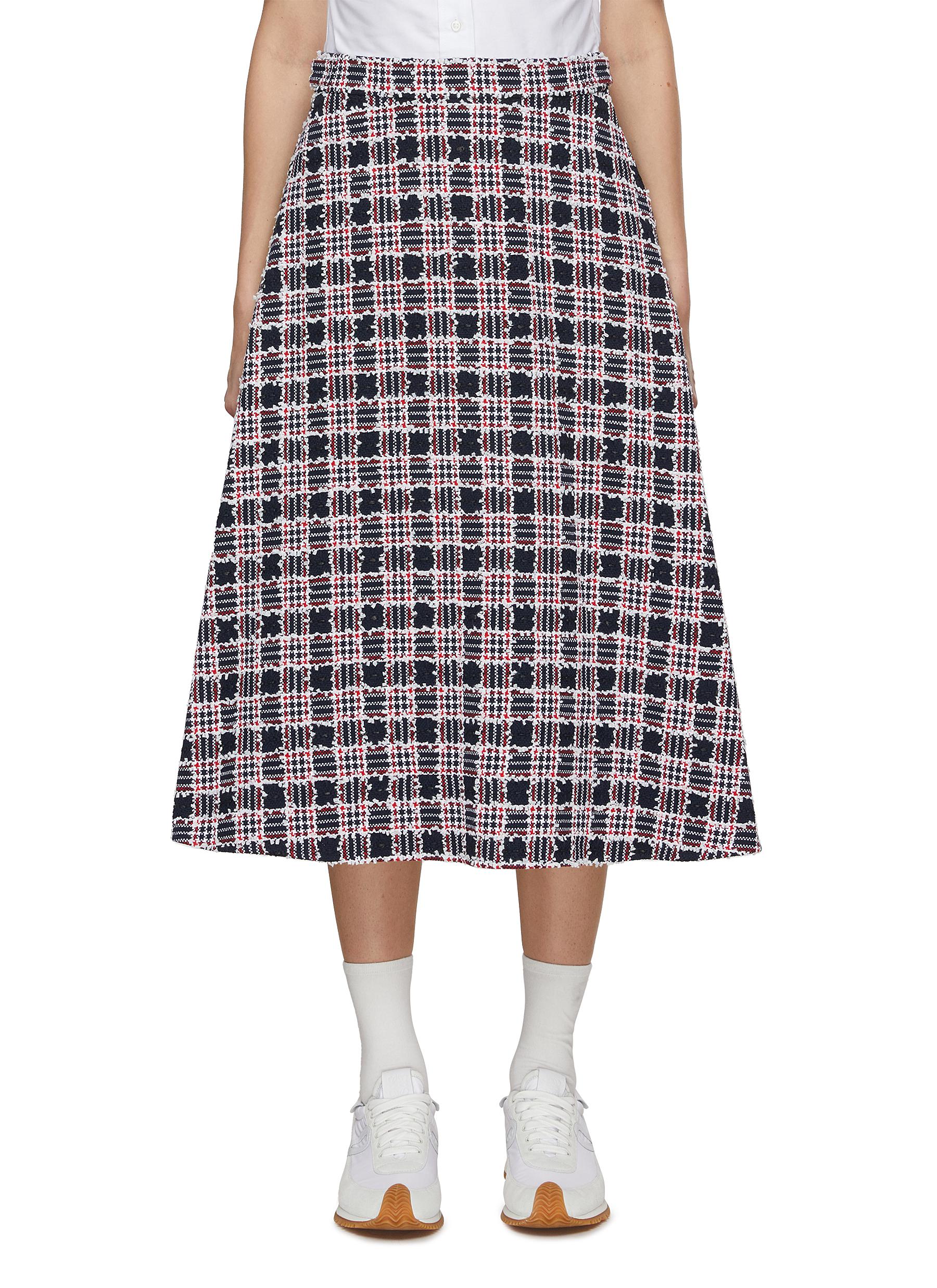 A-Line Tweed Midi Skirt
