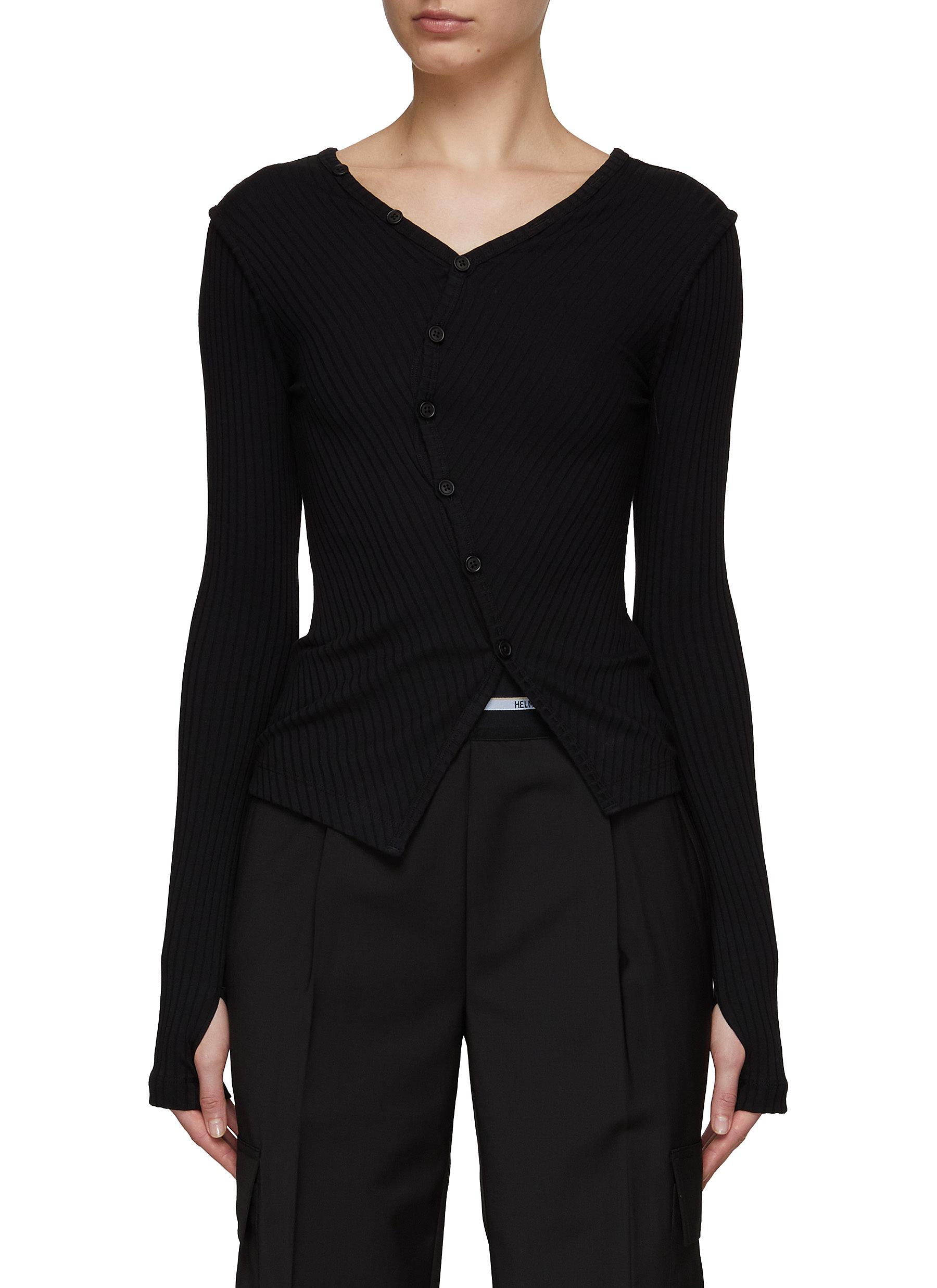 Twisted Placket Long Sleeve Top
