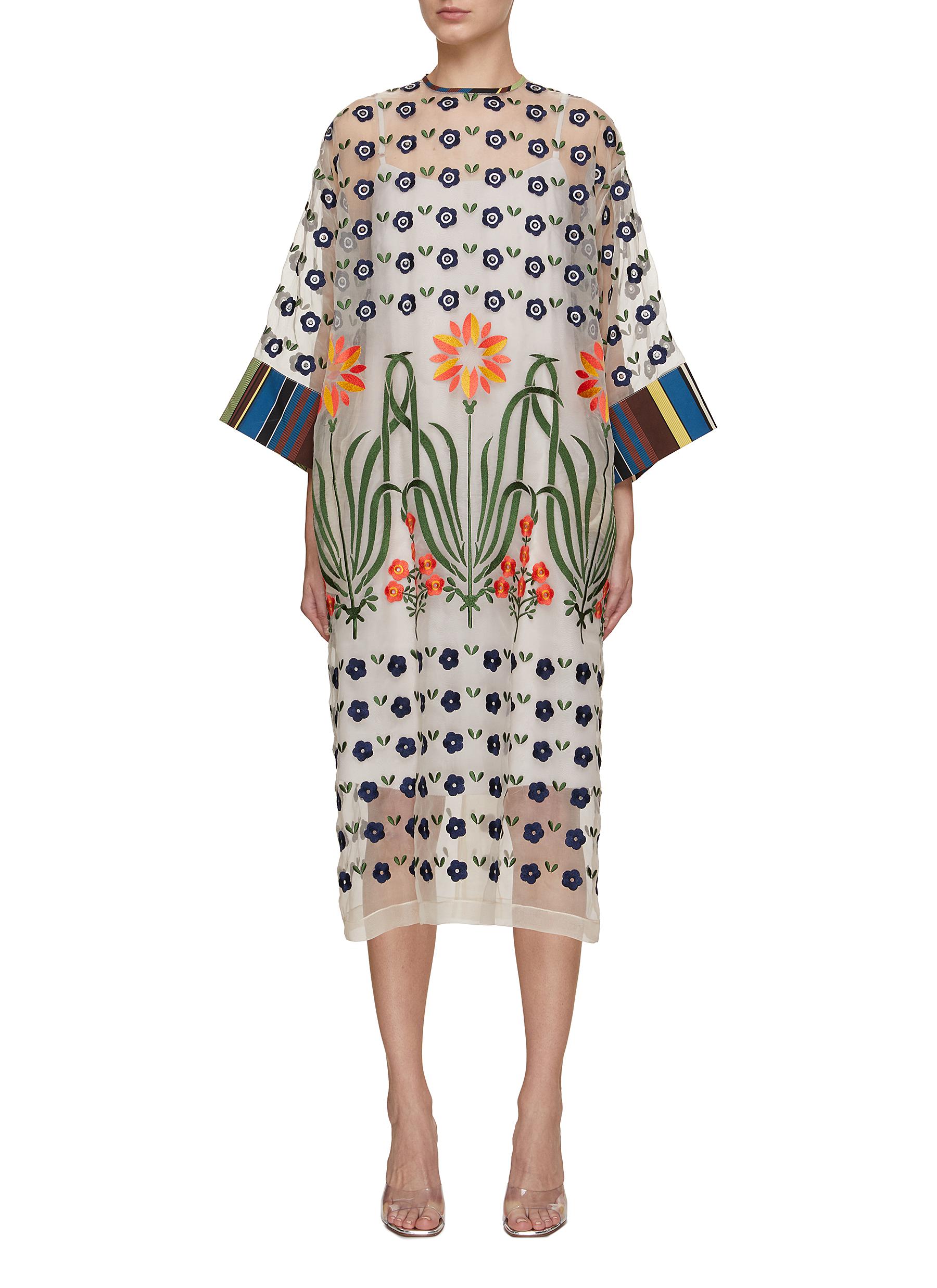 Embroidered Silk Organza Midi Dress
