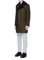 Front View -Click To Enlarge Shearling underlay wool military coat