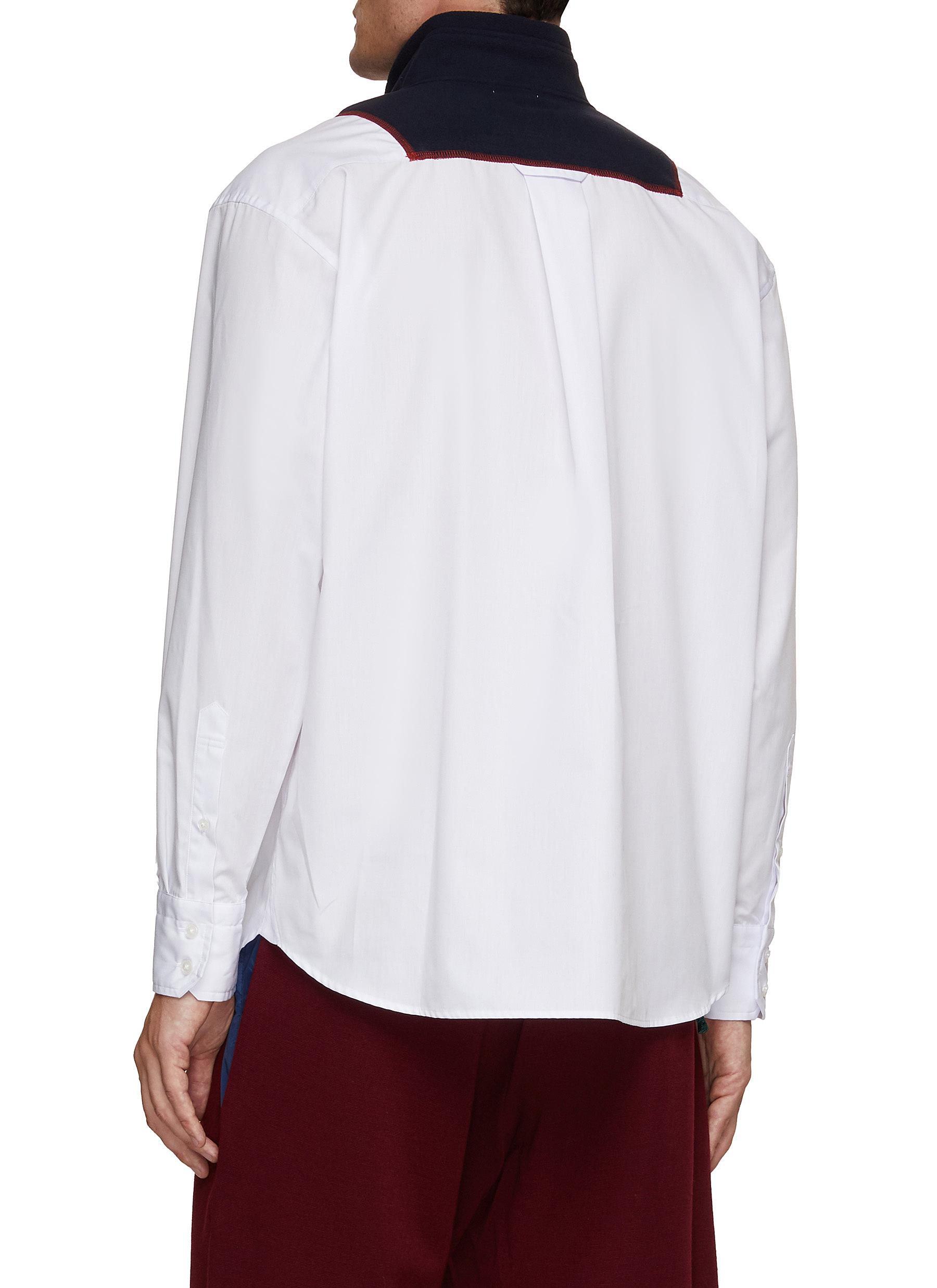 CONTRAST FLEECE QUARTER ZIP BUTTON DOWN SHIRT