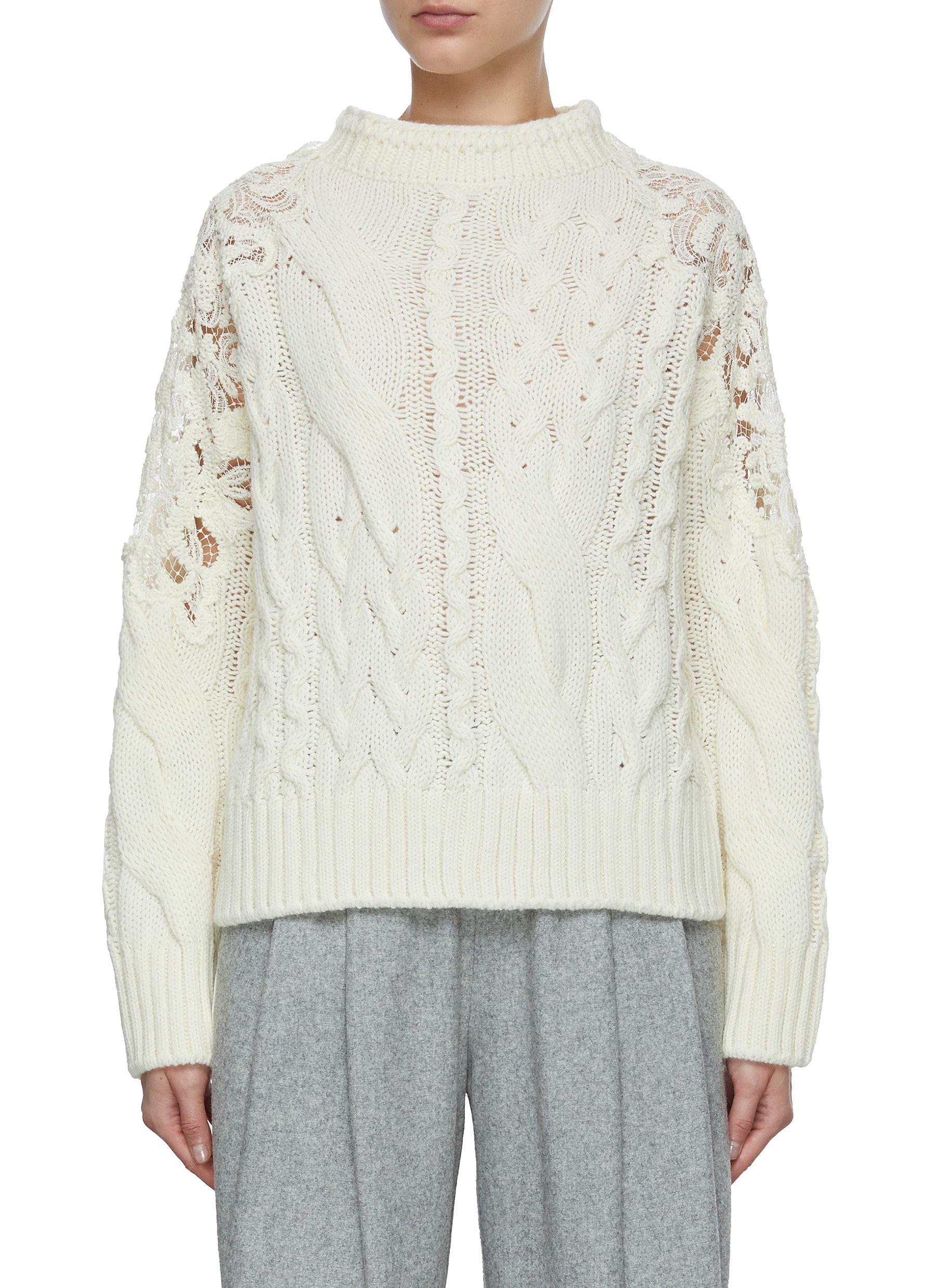 Lace Detail Cable Knit Sweater