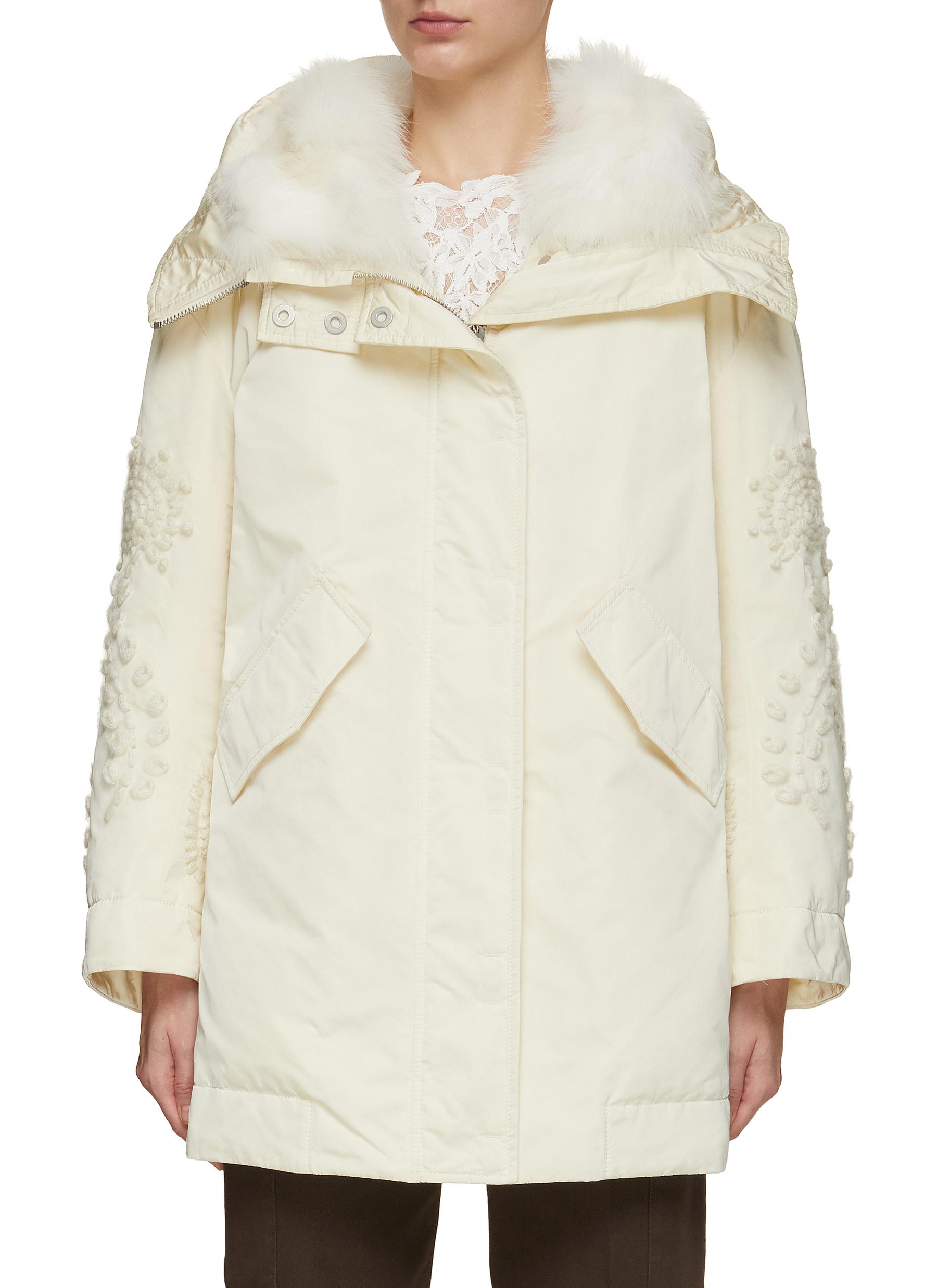Hooded Floral Embroidered Parka