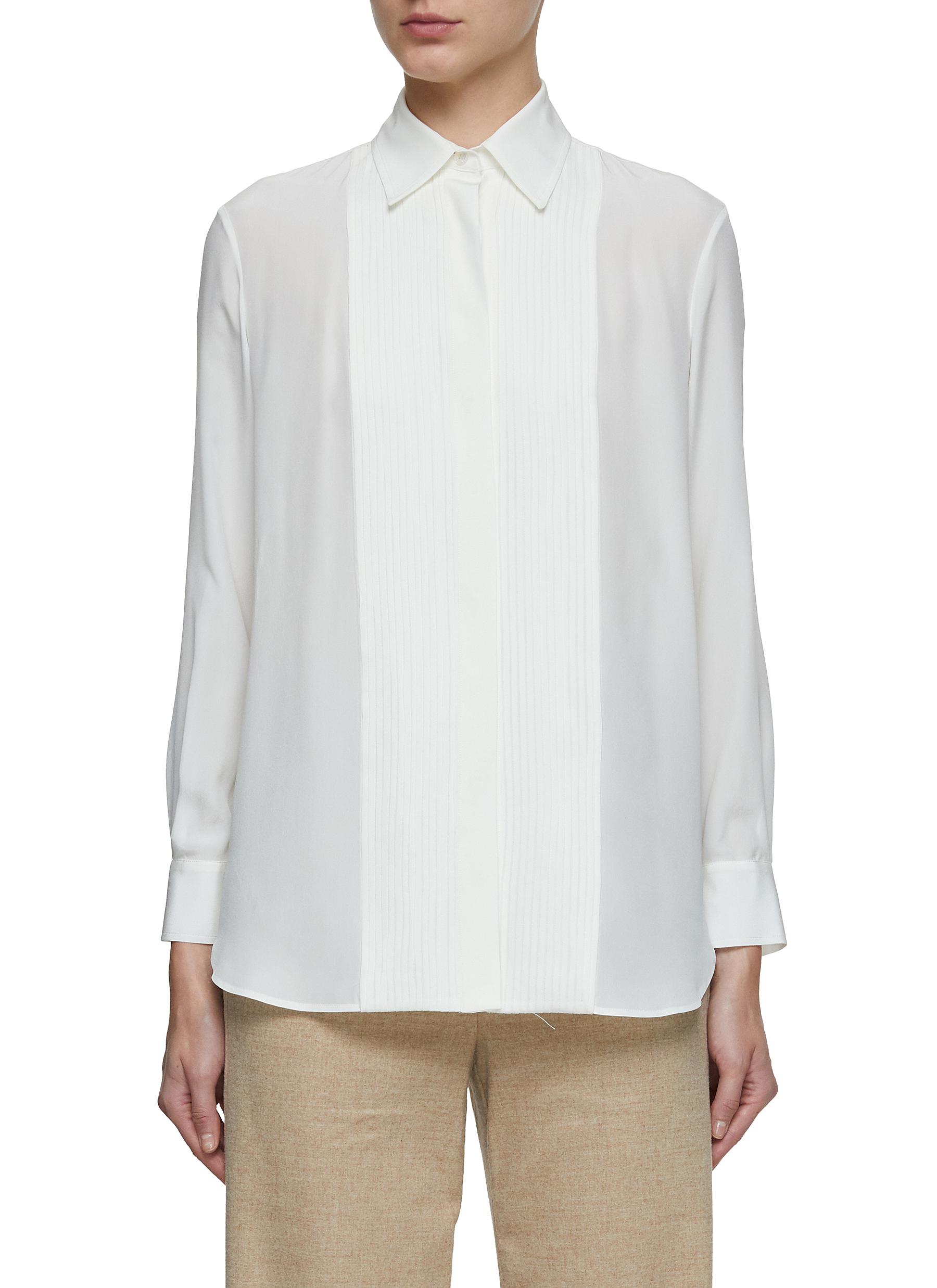 Pleated Front Silk Shirt