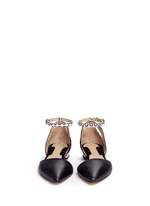 Front View -Click To Enlarge 'Emir' circle print snakeskin mix leather flats