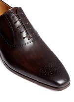 Detail View -Click To Enlarge Medallion toe cap five eyelet leather Oxfords
