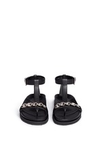 Front View -Click To Enlarge Skull chain leather T-strap sandals