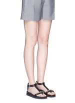 Figure View -Click To Enlarge Skull chain leather T-strap sandals