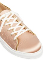 Detail View -Click To Enlarge 'Web' embroidered silk satin sneakers