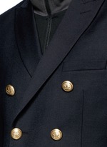 Detail View -Click To Enlarge Hemp leaf embroidery double breasted soft blazer