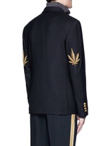 Back View -Click To Enlarge Hemp leaf embroidery double breasted soft blazer