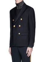 Front View -Click To Enlarge Hemp leaf embroidery double breasted soft blazer