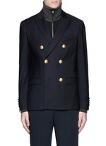 Main View -Click To Enlarge Hemp leaf embroidery double breasted soft blazer