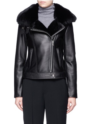 Main View - Click To Enlarge Main View - Click To Enlarge - Theory - 'Pomono' lamb shearling leather moto jacket