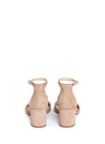 Back View -Click To Enlarge 'Susie' block heel ankle strap suede sandals