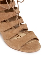 Detail View -Click To Enlarge 'Santina' caged lace-up suede wedge sandals