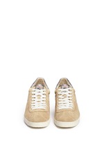 Front View -Click To Enlarge 'Guiepard' metallic appliqué suede wedge sneakers