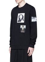Front View -Click To Enlarge Jesus patch distressed cotton sweatshirt