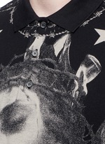 Detail View -Click To Enlarge Barb wire Jesus print polo shirt